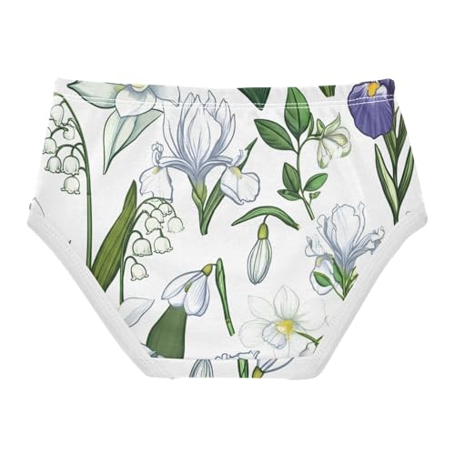 Cotton Girls Underwear Toddler White Lilies Flowers Panties for Girl Durable Kids Undies Briefs 2t2