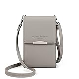 Katech Damen Kleine Umhängetasche, Multifunktionale Handytasche Citytasche Schultertasche mit Vielen Fächern und Kartenfächer, Crossbody Tasche für Damen (Grau)
