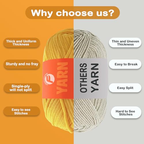 Image of 2 x 3.5Oz /120yds Beginner Easy Yarn for Crocheting and Knitting;Worsted-Weight Medium #4;Cotton Blend Yarn for Beginners Amigurumi DIY (Yellow+Purple)