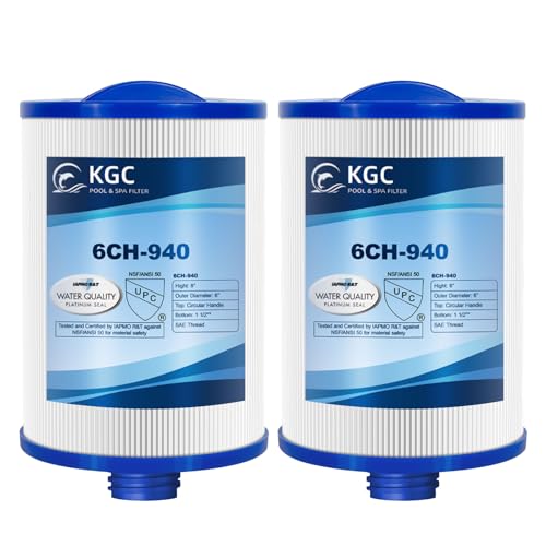 KGC 6CH-940 Spa Filter 2 Pack - Compatible with Pleatco PWW50P3 (1 1/2 SAE Coarse Thread) Unicel 6CH-940 Filbur FC-0359 Waterway 817-0050 03FIL1400 25252-for Viking Spa Front Access Skimmer.