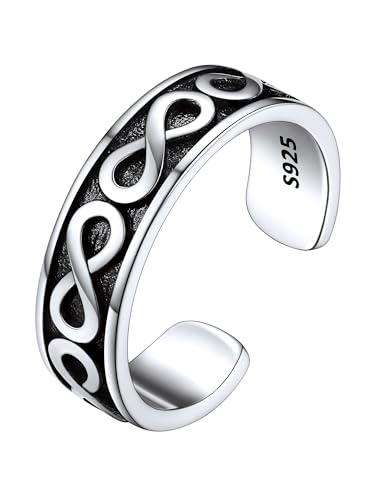 ChicSilver Toe Rings Sterling Silver Adjustable Rings for Women Hypoallergenic Open Infinity Ring