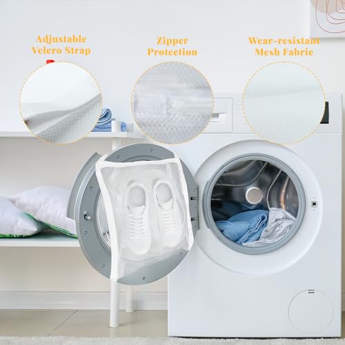 Sneaker Dryer Bag,Shoe Wash & Dry Net Bag for Dryer 15.7*15 Inch Shoe Washing Machine Bag Adjustable Magic Tape Shoe Dryer Bag Reusable Laundry Bags3