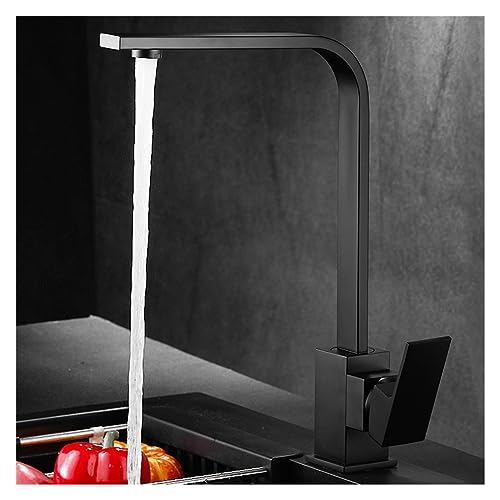 Robinet de cuisine carré noir mat eau chaude et froide évier - 3