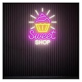 Enseigne au néon Cupcake pour décoration murale, lettres de magasin de bonbons, lumières au néon adaptées à la décoration de café, de magasin, veilleuses commerciales.
