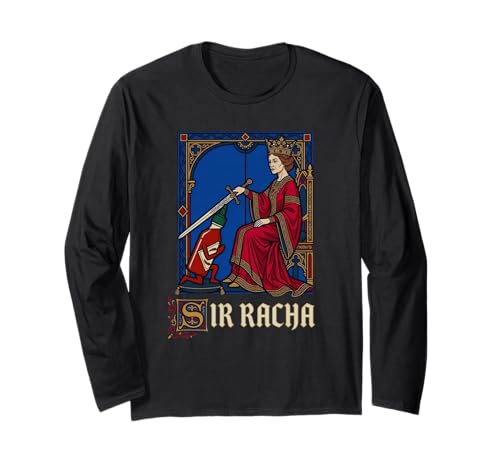 Sir Racha Caballero Medieval Divertido Salsa Picante Juego de Palabras Sriracha Manga Larga