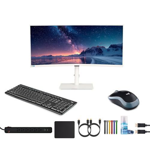 Samsung-ViewFinity-S65TC-34-1440p-HDR-100-Hz-Curved-Ultrawide-Monitor-Bundle-Including-MK270-Wireless-Mouse-and-Keyboard-Combo-Mouse-Pad-Surge-Protector-2X-HDMI-Cable-DisplayPort-Cable-More Samsung ViewFinity S65TC 34" 1440p HDR 100 Hz Curved Ultrawide Monitor Bundle Including: MK270 Wireless Mouse and Keyboard Combo, Mouse Pad, Surge Protector, 2X HDMI Cable, DisplayPort Cable, More - Image 1