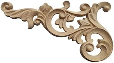 DQZRTUECA Molduras Decorativas talladas en Madera Natural for Esquinas - Figuras de Caucho con Rosas sin Pintar for decoración de Muebles y Paredes (MD-0002-3-16-8cm)(MD-0002-2-25-15cm1)
