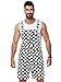 Magrank Men Denim Bib Overalls Shorts Casual Black and White Checkered Coveralls Fashion Sleeveless Jeans Jumpsuit L