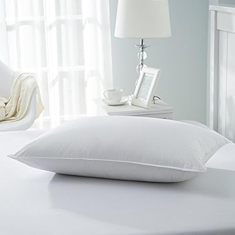 EGYPTO 100% Natural White Duck Feather Pillow - Medium Density (2 PACK) Cover