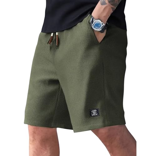 Image of FABRIPPLE Men's Slim Fit Knitted Short for Summer | Stretchable Fabric | Breathable & Lightweight | Casual Lounge Short with Elastic Waistband & Drawstring