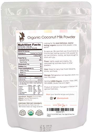 Premium Organic Coconut Milk Powder by Taste Joy (1.1lb) - Gluten Free, Vegan & Dairy Free - Thumbnail 6