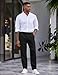 COOFANDY Men's Loose Fit Twill Slacks Casual Business Fashion Flat Front Flex Waist Pants(Black, L)