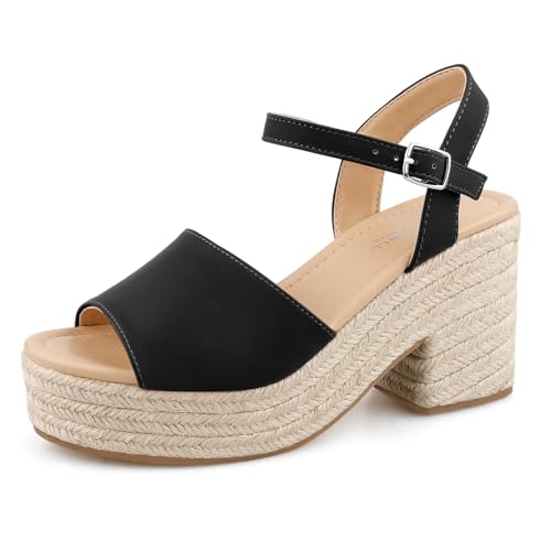 BCTEX COLL Espadrille Wedge Sandals Platform Casual Dressy Open Toe Ankle Strap Sandals for Women