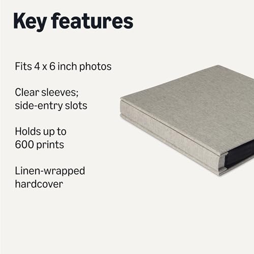 Amazon Basics Photo Album for 4" x 6" Photos, 600 Pockets Capacity, Linen Hardcover - image 2