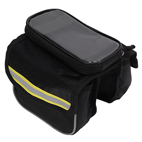 Soporte para Teléfono para Bicicleta, Bolsa para Marco de Bicicleta, Película de TPU Sensible, Correa de Material Duradero (Amarillo)