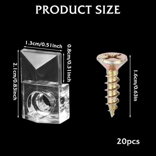 Image of Tyqour 20pcs Mirror Holder Clips Mirror Hangers for The Wall Mirror Hanging Hardware Kit Clear Plastic Mirror Wall Mount with Screws for Frameless Mirrors, Glass, and More