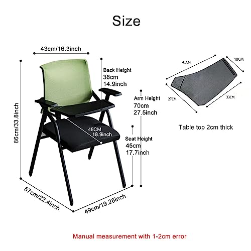 Foldable Computer Desk Chair with Writing Board Office Chair Conference Training Chair with Lumbar S
