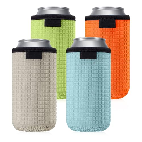 Riisoyu 4 Stück 6oz Can Dosenkühler, Wiederverwendbar Can Dosenkühler Neopren Dosenkühler Getränkehalter für Outdoor Unterwegs Party Bierflasche Bier Wasser