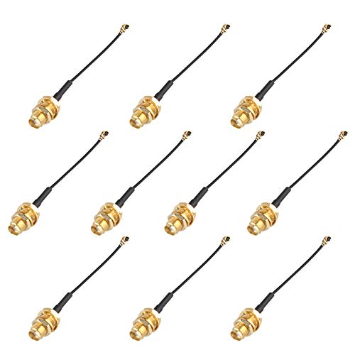 Jopto 10PCS 1.96 inch / 5cm U.FL MINI PCI to SMA Female 1.13 Bulkhead Pigtail Antenna WiFi Cable Black Aerial Extension For Hand-held Radio Mini PCI to PCI-E Card Wireless LAN WLAN Network WiMax