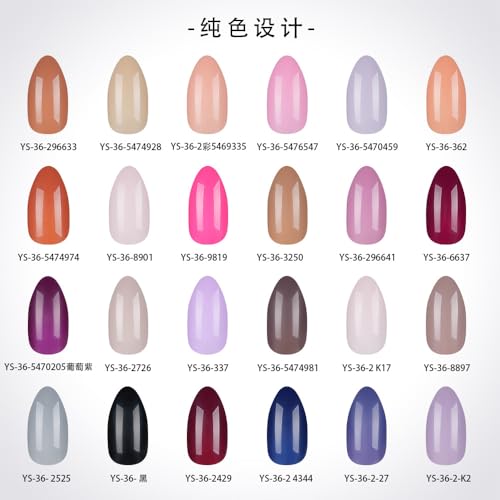 Image of 576Pcs Almond Press on Nails Medium Fake Nails 24 Solid Colors Full Cover Glossy Acrylic Artificial False Nail Tips for Women Nail Art Manicure 24 Color