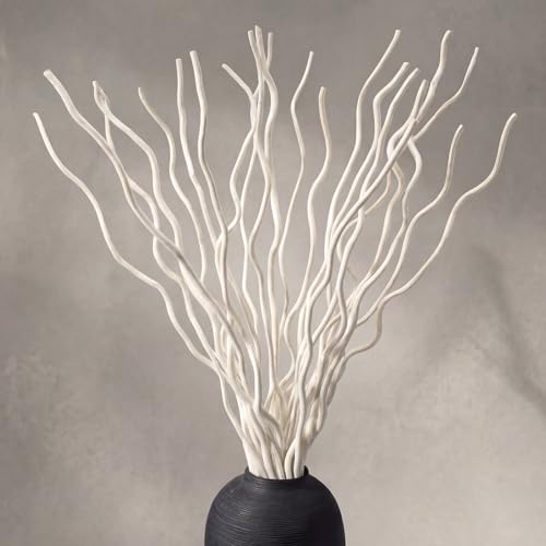 Rivvlive 17 Inch Natural Dried Curly Willow Branches 15 Pcs Short White Twigs Decorative Twisted White Sticks for Small Vase Table Centerpiece DIY Craft Wedding Home Decor