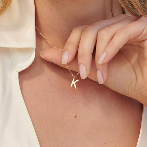 HANLI Initial Necklaces for Women - 14k Gold Plated Dainty Letter Necklace Simple Alphabet A-Z Necklace Personalized Monogram Name Necklace for Women Jewelry3