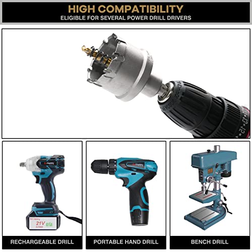 Behappy 723496880696 12Pcs Tct Hole Saw Kit, Carbide Hole Saw, 5/8"-2-1/8"Tungsten Carbide Tipped Hole Cutter Set With Titanium-Plated Pilot Drill Bit For Metal, Stainless Steel thumb #6