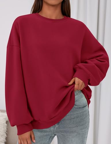 PRETTYGARDEN Sweatshirt for Women Oversized Crewneck Long Sleeve Pullover Fleece Top 2025 Fall Winter Fashion Outfits Clothes