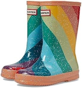 Hunter Little Kids First Classic Diagonal Stripe Giant Glitter Rain Boot, Optimistic Orange, 11 | Image 3