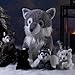 Honoson 5 Pcs Wolf Plush Toy Set 14 Inch Mommy Wolf Stuffed Animal with 4 Babies Soft Plushie for Boys Girls Birthday Gifts(Lovely)