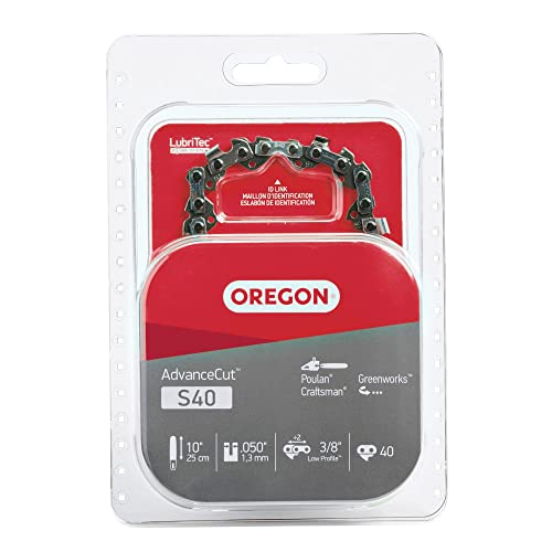 Oregon S40 Advancecut Chainsaw/Pole Saw Chain For 10-Inch Bar - 40 Drive Links – Low-Kickback Chain Fits Echo, Sun Joe, Greenworks And More #TOP4