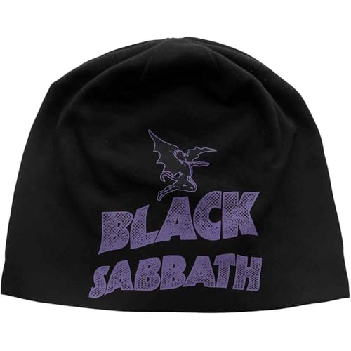 Bonnet Black Sabbath noir en jersey imprimé avec logo classique du groupe rock taille unique