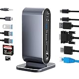 LOBKIN 12-in-1 USB C Docking Station - USB C Hub Dock Laptop Display Docking Station Universal Port