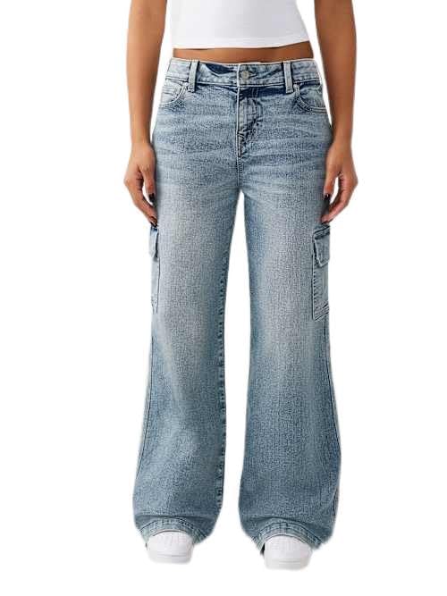 Jean cargo baggy pour femme True Religion Bobbi bleu taille 27