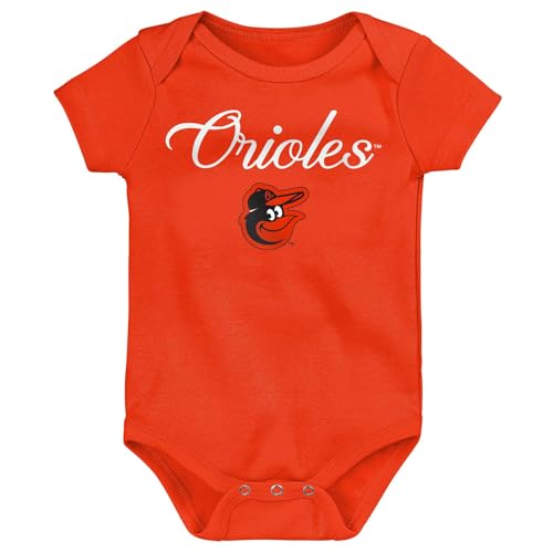 Outerstuff MLB Newborn & Infant Team Logo Wordmark Onesie Creeper Romper (0-24 months) (Baltimore Orioles - Orange, 12 months)