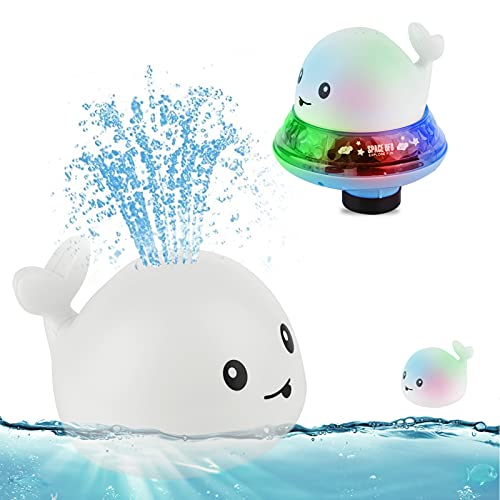 Juguetes Baño para Bebés,Juguetes de Baño 2 en 1 Juguete Eléctrico de Inducción de Ballena Con Rociar de Agua UFO Space-car y linterna Juguetes Divertidos Ideal para niños y niñas de 3 años o más Cover
