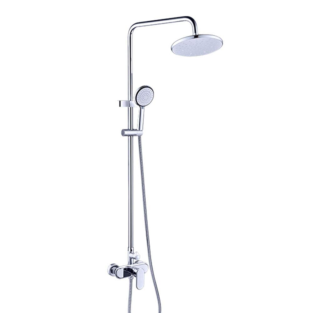 QUSYZD Shower Kits with Overhead Shower, Round Pressurized Rain Shower Head Shower Mixer Set 6-Mode Multi-Function Shower System-Chrome,Chrome,Chrome