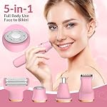 5-in-1 Bikini Trimmer for Women, Electric Razor & Full Body Hair Remover, IPX7 Waterproof Wet & Dry Shaver, Rechargeable, Painless Cordless Groomer for Face, Legs & Underarms (Pink)
