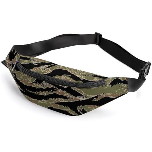 Dgsxynth Waist Bag, Tiger Stripe Camo Bumbag, Adjustable Fanny Pack for Running Walking Hiking