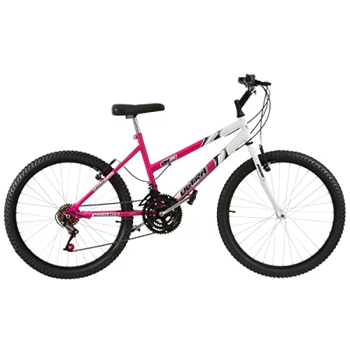 Loja Produto Bicicleta 21 ULTRA BIKE Bicolor Feminina Aro 24,18 Marchas Rosa/Branco