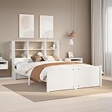 Tidyard Massivholzbett mit Regal ohne Matratze Weiß 120x200 cm Kiefer, Holzbett doppelbett einzelbetten für Schlafzimmer Gästezimmer3322470