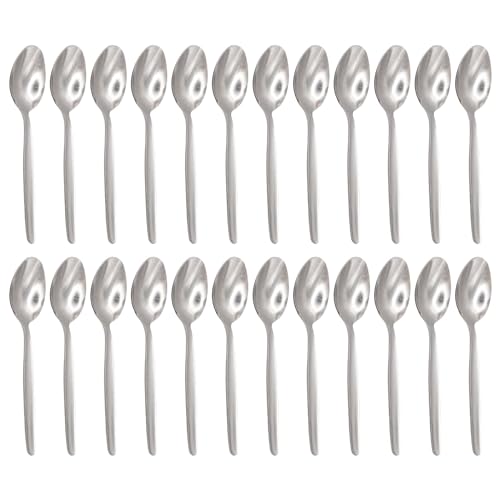 Argon Tableware Economy Stainless Steel Teaspoons - 13.5cm - Pack of 24 - Silver Tea Spoons High Polished Metal Dishwasher Safe 24-Piece Tea Coffee Sugar Cutlery Set