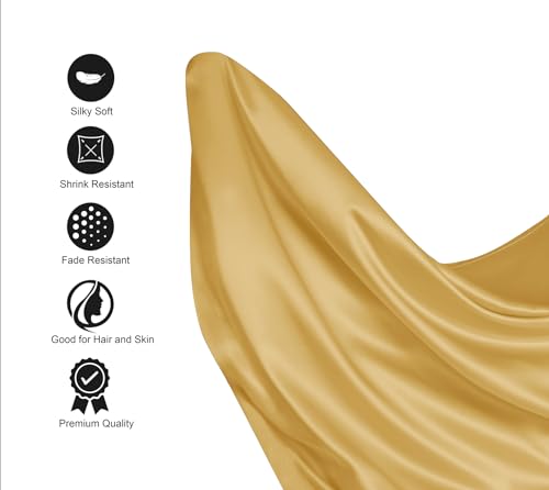 Image of Lanest Housing Silk Satin Sheets, Full Size Satin Bed Sheet Set with Deep Pockets, Cooling Soft and Hypoallergenic Satin Sheets Full - Yellow