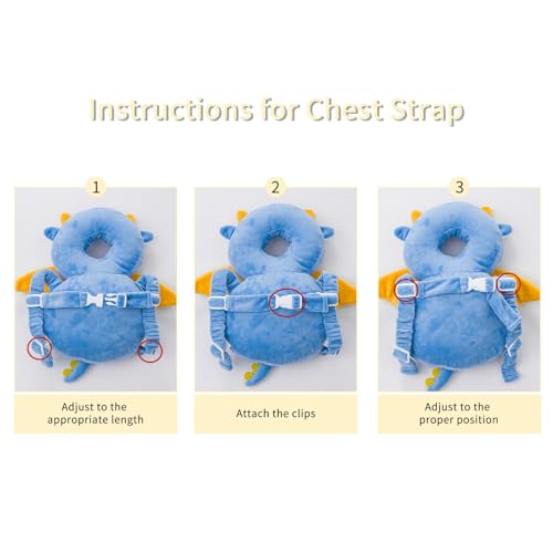 Image of Baby Head Protector Backpack, Toddler Toddler Head Protector, Toddler Head Protector Padded Backpack Elasticated Carrier Wear (Dragon)