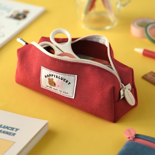 Image of Monolike Happy and Lucky Block Pen Case, Red - Pencil Pouch, Portable Pencil Bag, Pencil Case, Office Pouch case