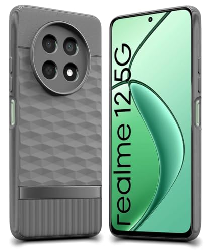 Image of WOW IMAGINE Back Cover for Realme 13 5G | Realme 12 5G | 12X 5G | Narzo 70x 5G | C65 5G | N65 with Hexa Cube Design | Ultra Slim Soft Case | Inner Velvet Fabric | Silicone Flexible Mobile Case - Grey