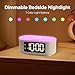 JALL Fabric Alarm Clock for Bedroom, with Big Led Screen Display, Bluetooth Stereo Sound Speaker, FM Radio, Fast Wireless Charging, USB Charging Port, Nightlight, White Noise, Ideal for Gift, Gray