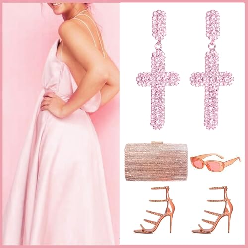 Women's Rhinestone Cross Earrings - image 5