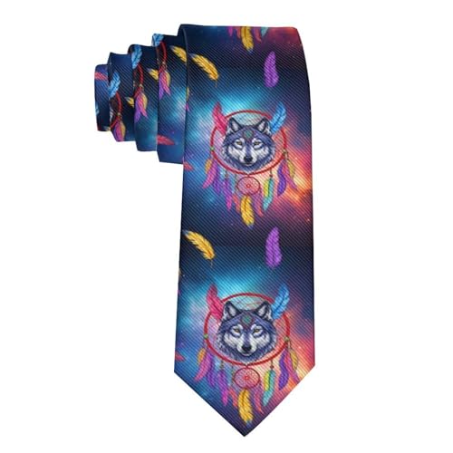 MZERSE Ties for Men Boys Wedding Dance Prom, Fashion Skinny Neck Tie Wolf Dreamcatcher