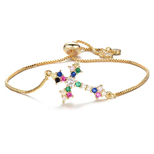 Pendentif croix oxyde de zirconium multicolore aux finitions soignées